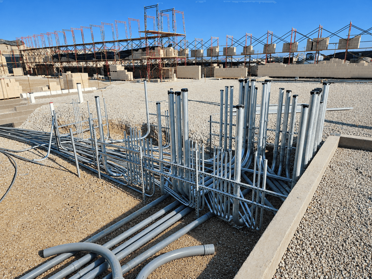 Electrical conduit installation at the RYDCC construction site